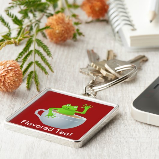 Kikker in een thee sleutelhanger (Zijkant)