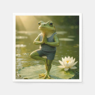 Kikker in een yogahouding op een boom servet