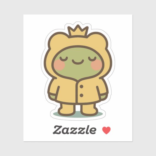 Kikker in Gele Regenjas Sticker (Vel)