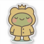 Kikker in Gele Regenjas Sticker (Voorkant)