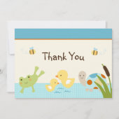 Kikker in het Baby shower Pond/Turtle Hartelijk da Bedankkaart (Voorkant)