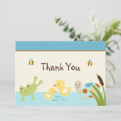 Kikker in het Baby shower Pond/Turtle Hartelijk da Bedankkaart (Staand voorkant)