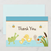 Kikker in het Baby shower Pond/Turtle Hartelijk da Bedankkaart (Voorkant / Achterkant)