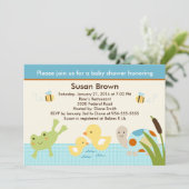 Kikker in het Baby shower Pond/Turtle Kaart (Staand voorkant)