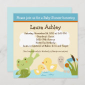 Kikker in het Baby shower Pond/Turtle Kaart (Voorkant / Achterkant)