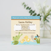Kikker in het Baby shower Pond/Turtle Kaart (Staand voorkant)