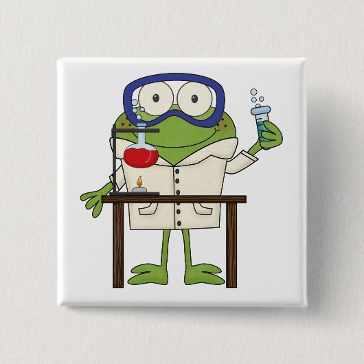 Kikker in het Laboratorium van de Wetenschap Vierkante Button 5,1 Cm (Voorkant)