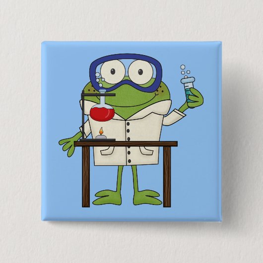 Kikker in het Laboratorium van de Wetenschap Vierkante Button 5,1 Cm (Voorkant)