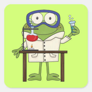 Kikker in het Laboratorium van de Wetenschap Vierkante Sticker