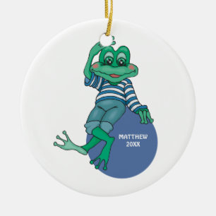 Kikker in Jeans, Birthday, Polka Dots Keramisch Ornament