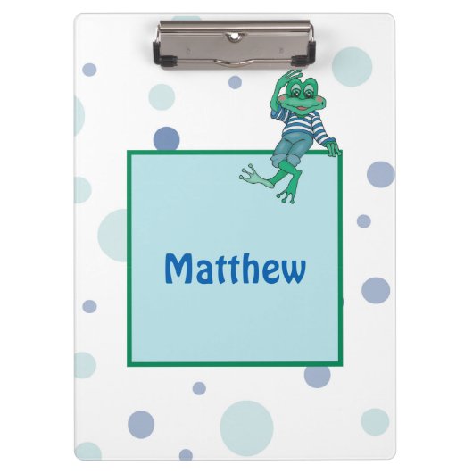 Kikker in Jeans, Birthday, Polka Dots Klembord (Voorkant)