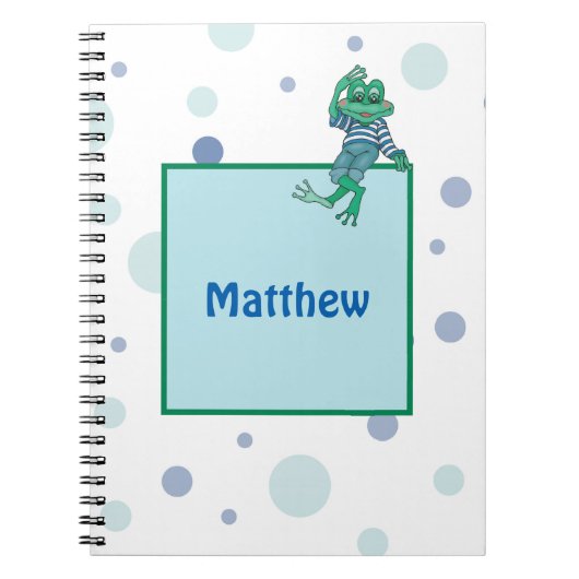 Kikker in Jeans, Birthday, Polka Dots Notitieboek (Voorkant)