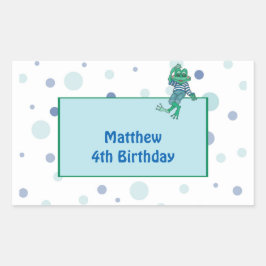 Kikker in Jeans, Birthday, Polka Dots Rechthoekige Sticker