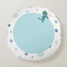 Kikker in Jeans, Birthday, Polka Dots Rond Kussen