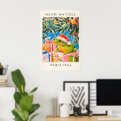 Kikker in Kerstmanhoed Kunstprint Fun Matisse-stij Poster (Thuiskantoor)
