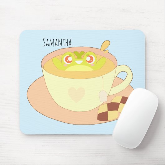 Kikker in kopje thee muismat (Met muis)