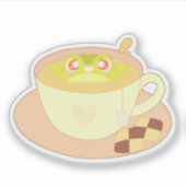 Kikker in kopje thee sticker (Voorkant)