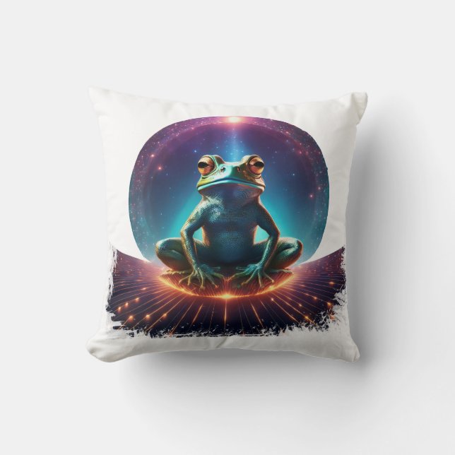 Kikker in lotus poseert op een drijvende asteroïde kussen (Voorkant)