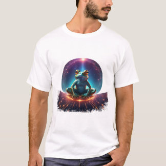 Kikker in lotus poseert op een drijvende asteroïde t-shirt