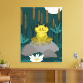 Kikker in Middernachtvijver Muurkunst - Canvas Afdruk (Insitu (Woonkamer))