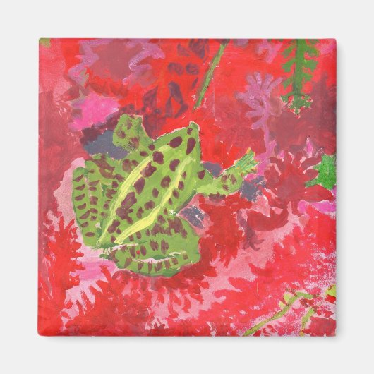 Kikker in rode veenmagneet magneet (Voorkant)