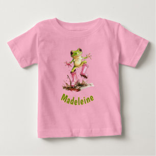 Kikker in roze regenlaarzen Monogram Pastel Kind T