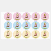 Kikker in roze regenlaarzen Monogram Pastel Kinder Labels (Vel)