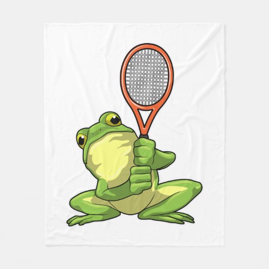 Kikker in Tennis met Tennis racket Fleece Deken (Voorkant)