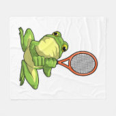 Kikker in Tennis met Tennis racket Fleece Deken (Voorkant (Horizontaal))
