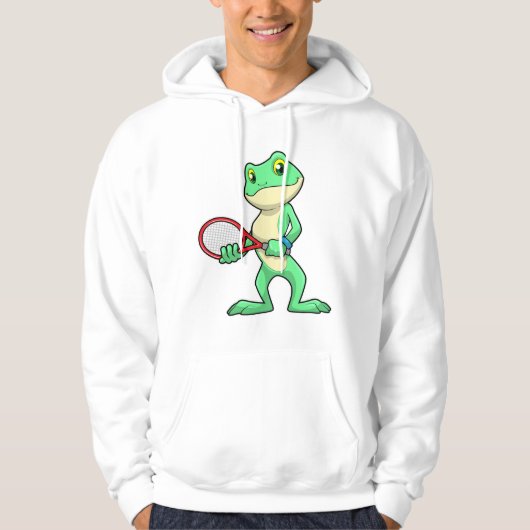Kikker in Tennis met Tennis racket Hoodie (Voorkant)