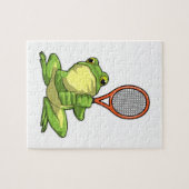 Kikker in Tennis met Tennis racket Legpuzzel (Horizontaal)