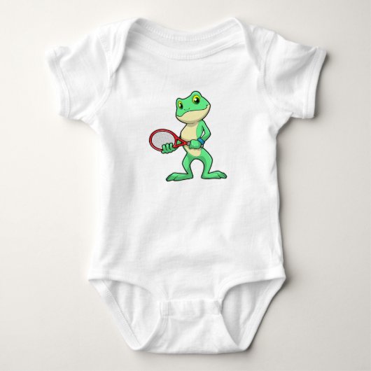Kikker in Tennis met Tennis racket Romper (Voorkant)