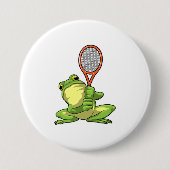 Kikker in Tennis met Tennis racket Ronde Button 7,6 Cm (Voorkant)