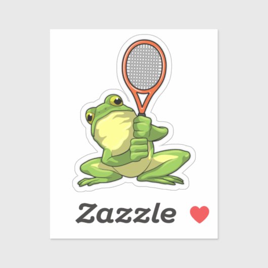 Kikker in Tennis met Tennis racket Sticker (Vel)