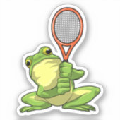 Kikker in Tennis met Tennis racket Sticker (Voorkant)
