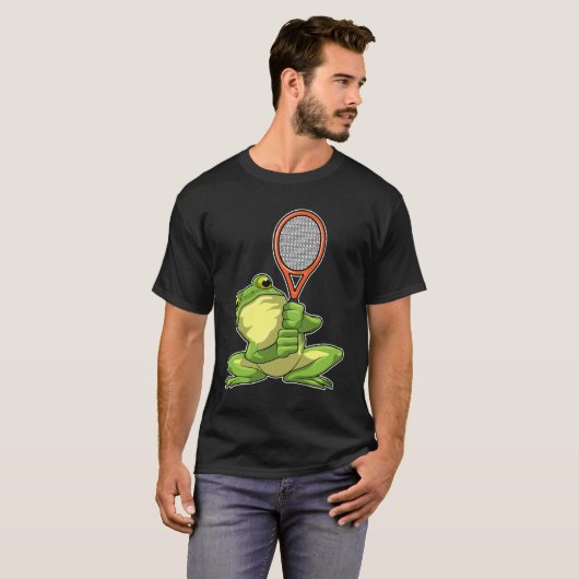 Kikker in Tennis met Tennis racket T-shirt (Voorkant volledig)