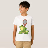 Kikker in Tennis met Tennis racket T-shirt (Voorkant volledig)