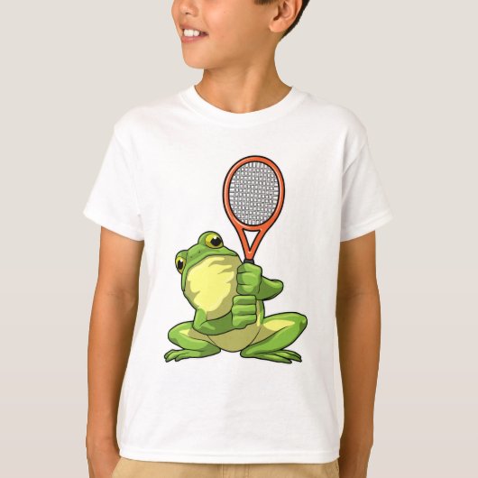 Kikker in Tennis met Tennis racket T-shirt (Voorkant)