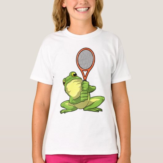 Kikker in Tennis met Tennis racket T-shirt (Voorkant)
