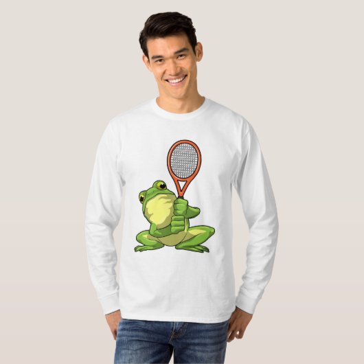 Kikker in Tennis met Tennis racket T-shirt (Voorkant volledig)