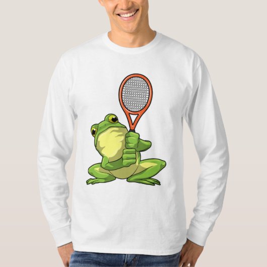 Kikker in Tennis met Tennis racket T-shirt (Voorkant)