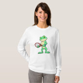 Kikker in Tennis met Tennis racket T-shirt (Voorkant volledig)