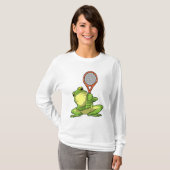 Kikker in Tennis met Tennis racket T-shirt (Voorkant volledig)