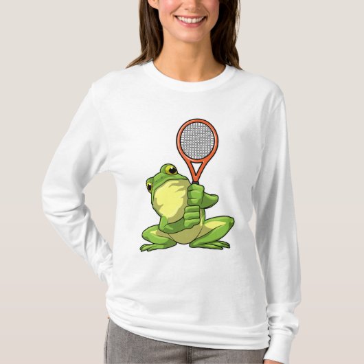 Kikker in Tennis met Tennis racket T-shirt (Voorkant)