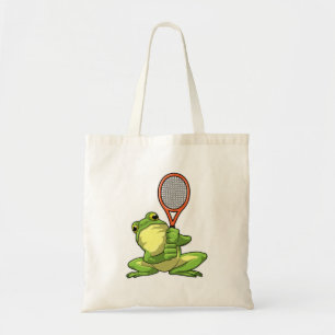 Kikker in Tennis met Tennis racket Tote Bag