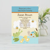 Kikker in uitnodiging 2 van het Baby shower van de (Staand voorkant)