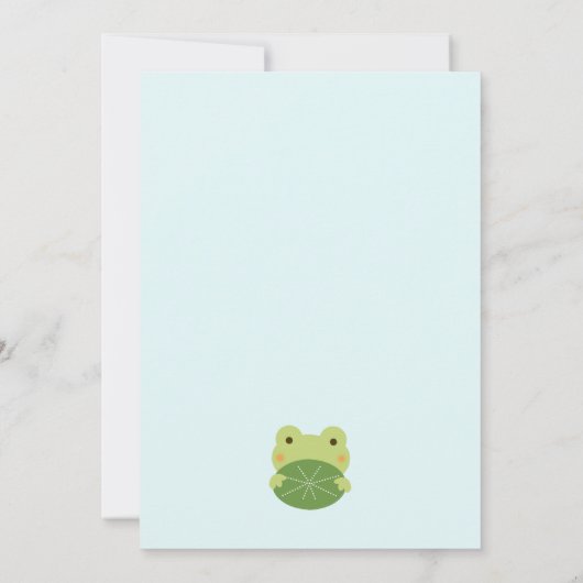 Kikker in uitnodiging 2 van het Baby shower van de (Achterkant)