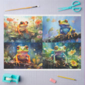 Kikker in Waterverf Collage 1 Decoupage Papier (Craft)