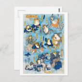 Kikker Kabuki Actor, Kuniyoshi, Ukiyo-e Briefkaart (Voorkant / Achterkant)