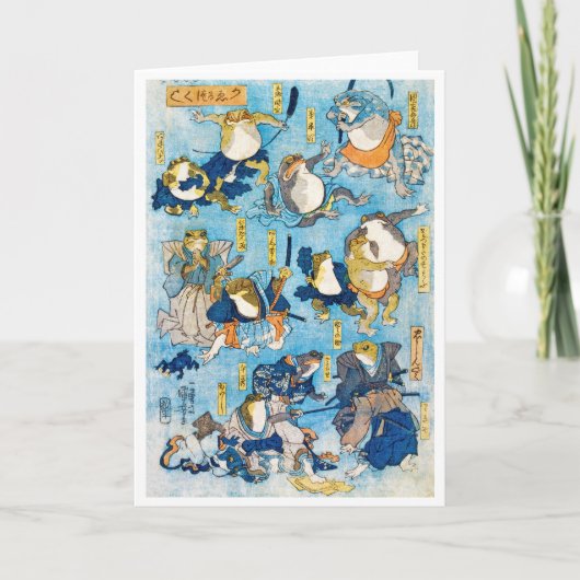 Kikker Kabuki Actor, Kuniyoshi, Ukiyo-e Kaart (Voorkant)